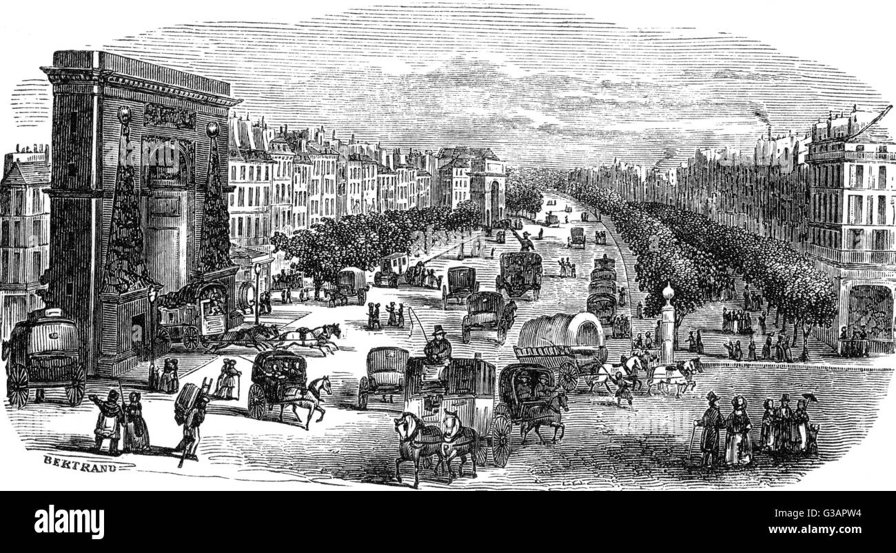 Paris, France - Boulevard Saint-Denis. Date: 1850