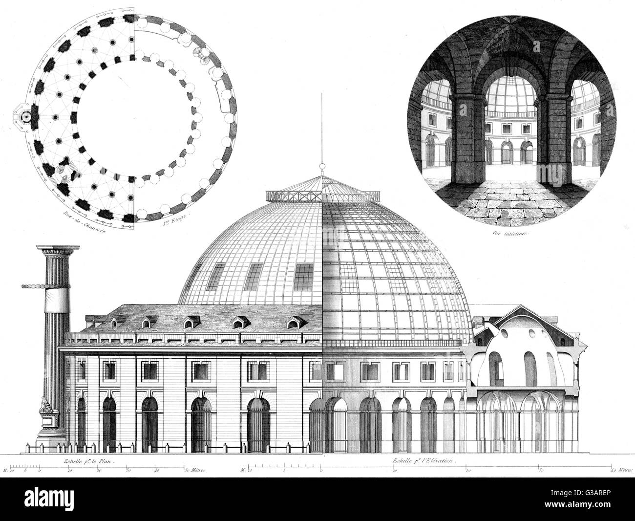 Paris, France Halle au Ble. Date 1855 Stock Photo Alamy