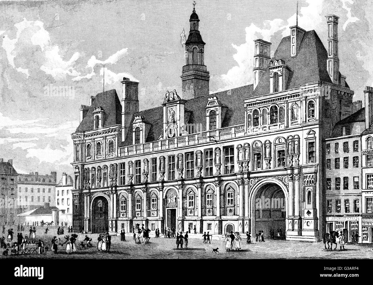 Paris, France - Hotel de Ville.     Date: 1828 Stock Photo