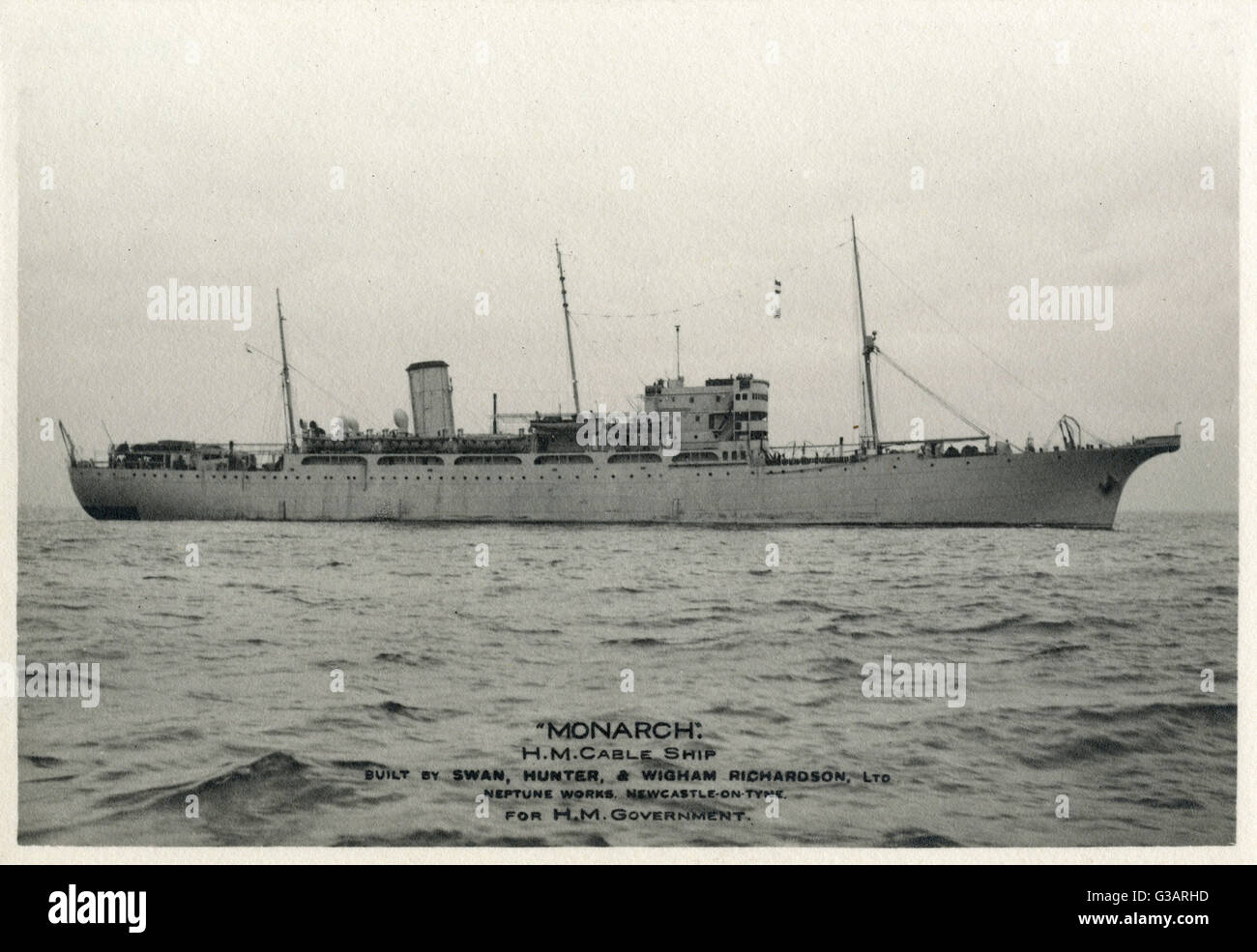 HMS Monarch, British cable ship Stock Photo