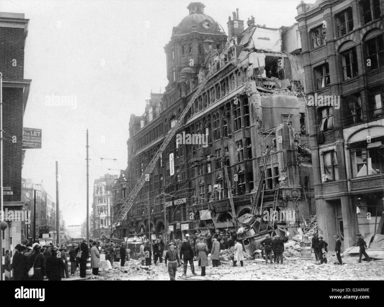Blitz in London aftermath of bombing, City Road and Old Street. Date