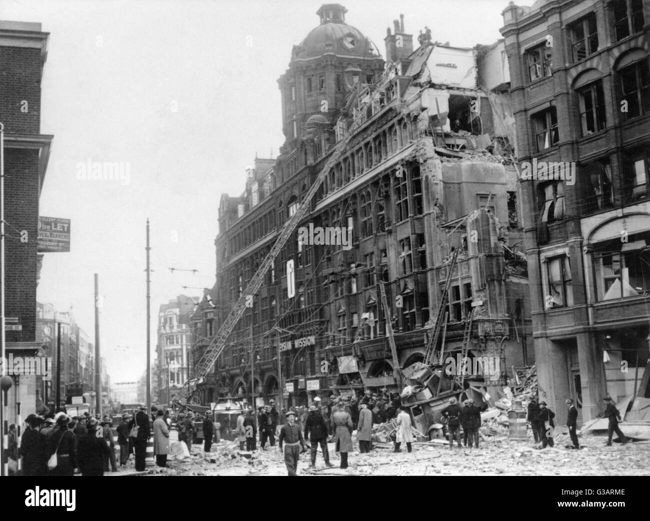 Blitz in London -- aftermath of bombing, City Road and Old Street.      Date: 1940s Stock Photo