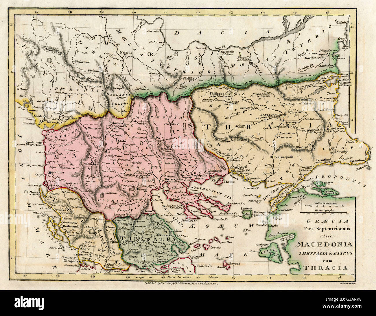 Map of the Macedonian and Thracian Empire Stock Photo Alamy