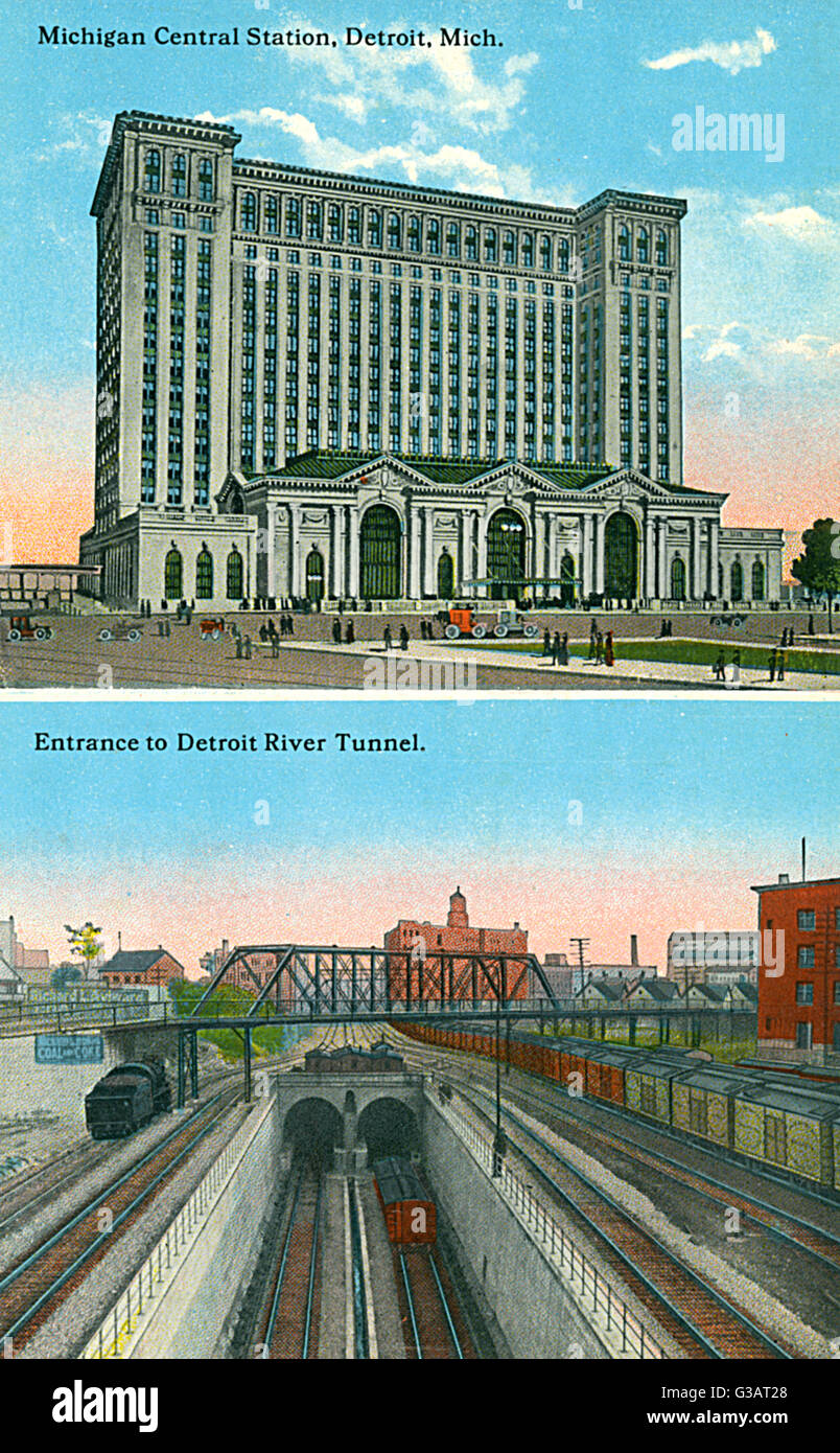 Central Station and River Tunnel, Detroit, Michigan, USA Stock Photo