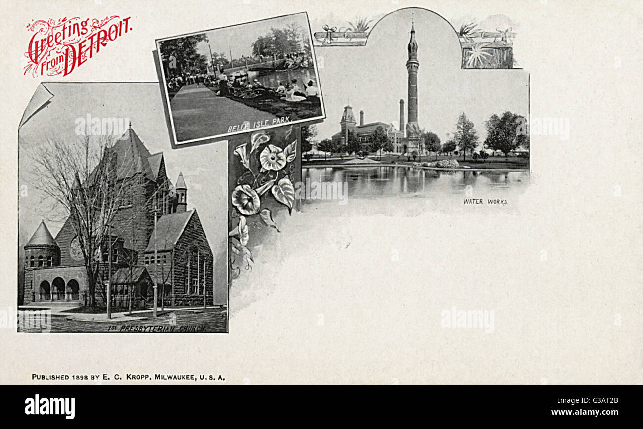 Greetings card from Detroit, Michigan, USA Stock Photo Alamy