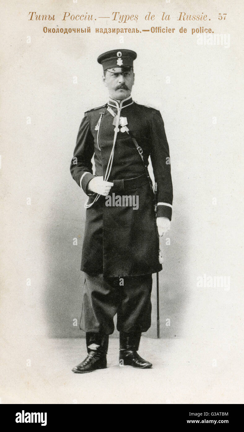 Russian Police Officer Date: circa 1902 - Stock Image