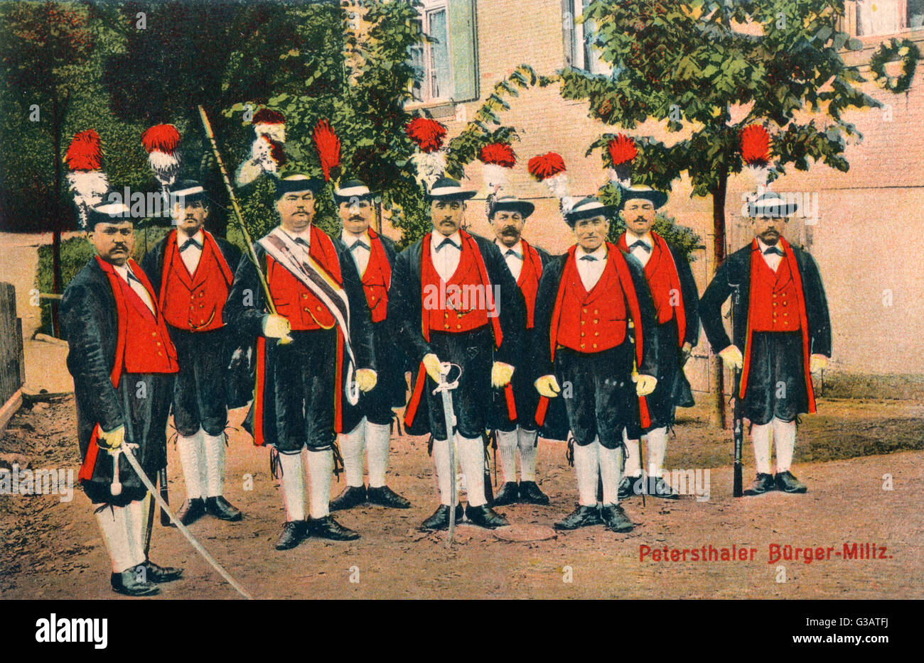 Citizen militia of Petersthal, Bavaria, Germany.      Date: circa 1910 Stock Photo