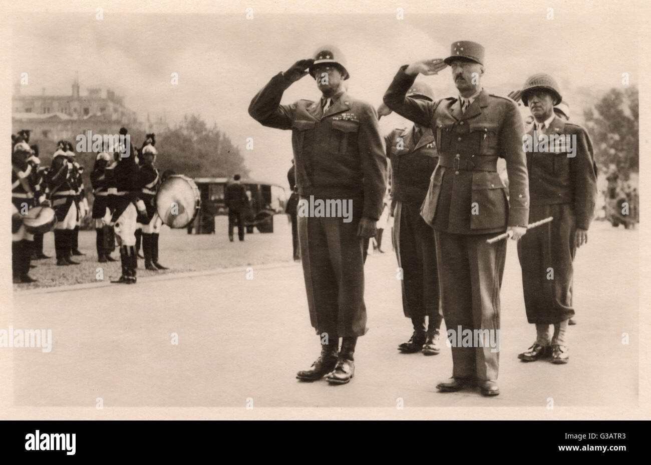 WW2 - Paris Liberation - Generals at Tomb of Unknown soldier Stock Photo