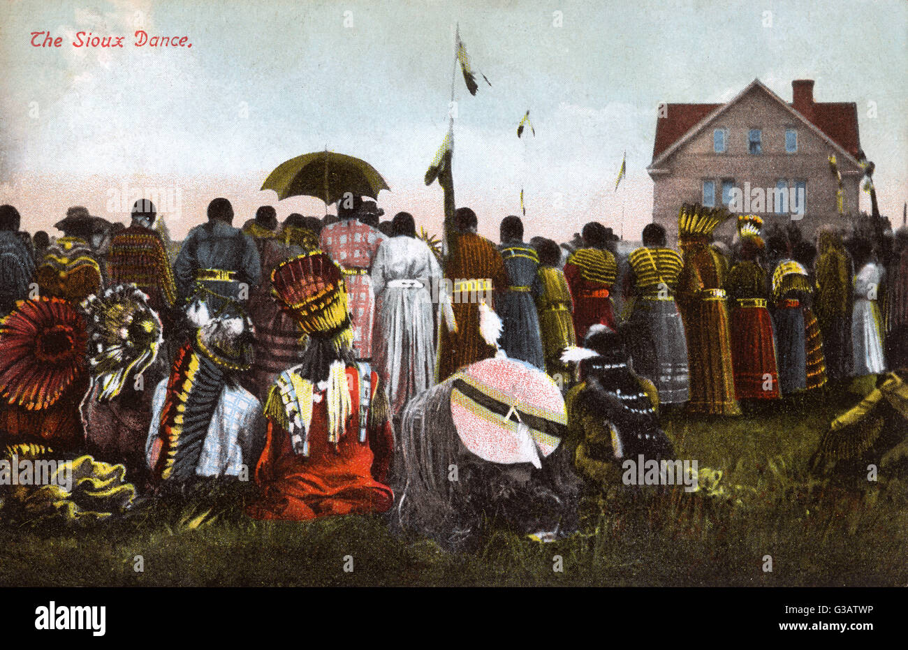 Traditional Dance of Sioux Indians - Canada - Rear view Stock Photo