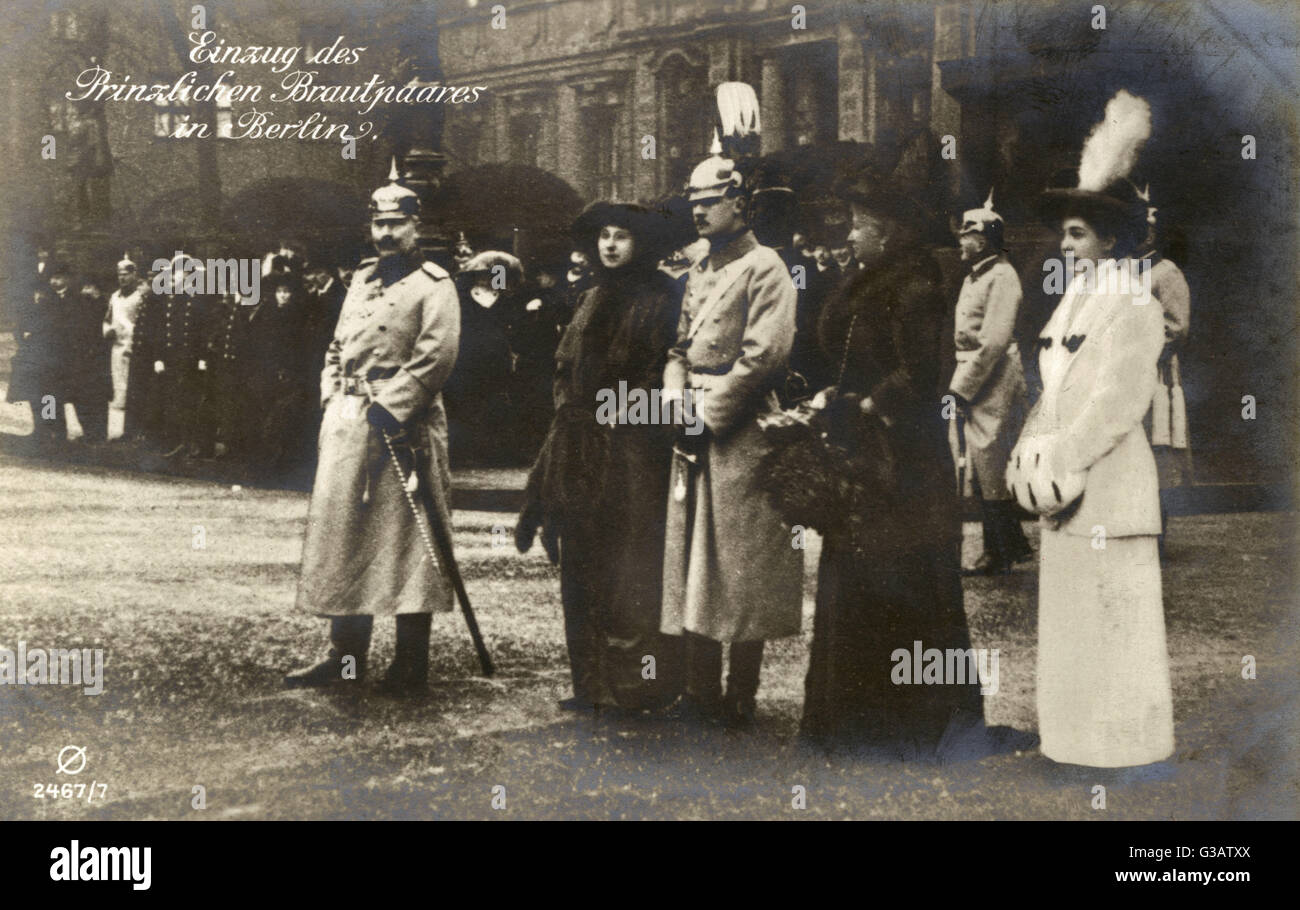 Kaiser Wilhelm II at the celebrations for the marriage of his daughter Princess Viktoria Luise of Prussia to Ernst August of Hanover in Berlin, Germany - 24th May 1913.     Date: 1913 Stock Photo