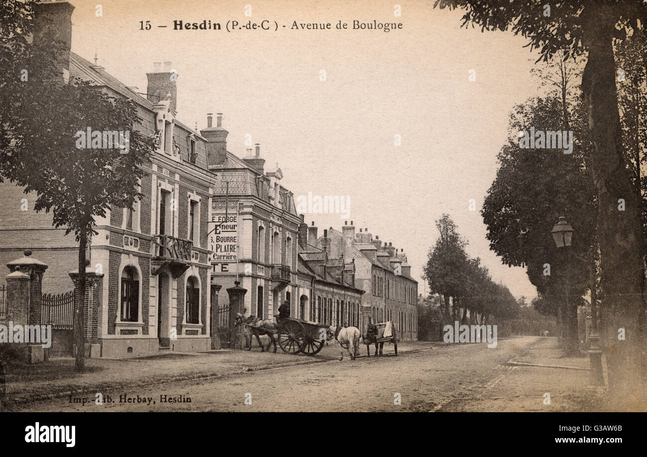 Hesdin, Pas-de-Calais, France - Avenue de Boulogne Stock Photo