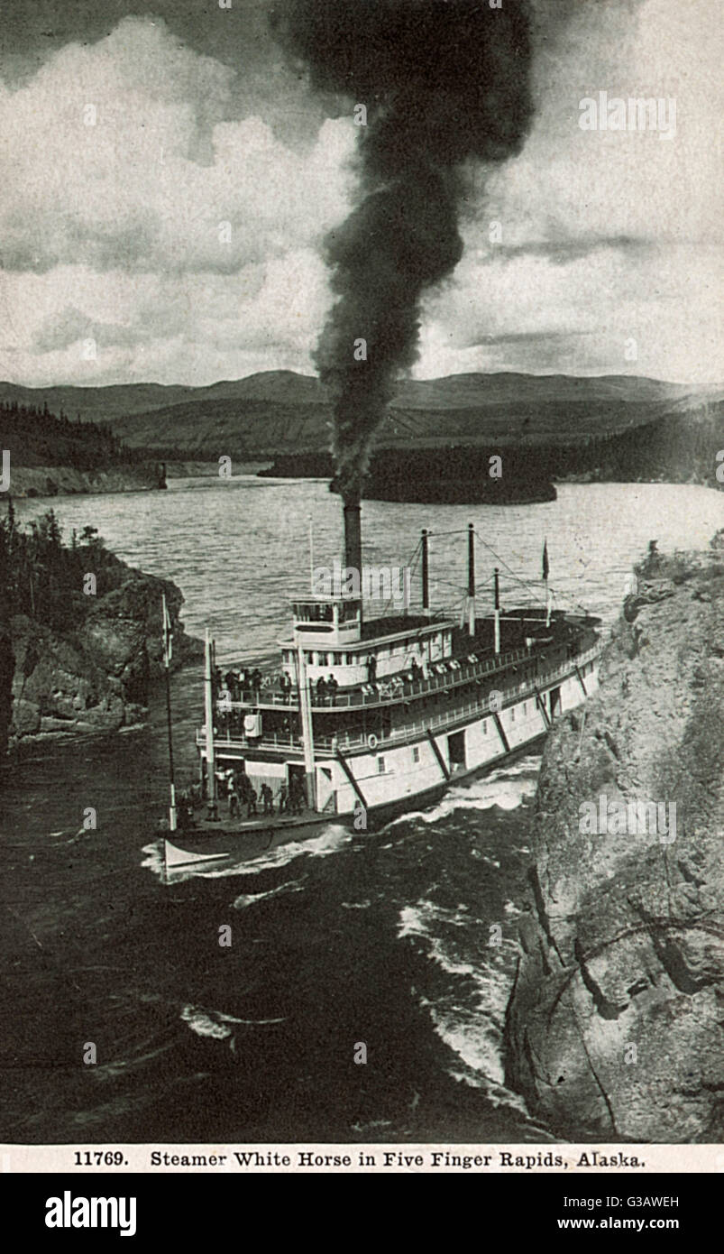 Steamer the White Horse at Five Finger Rapids on the Yukon River, Yukon