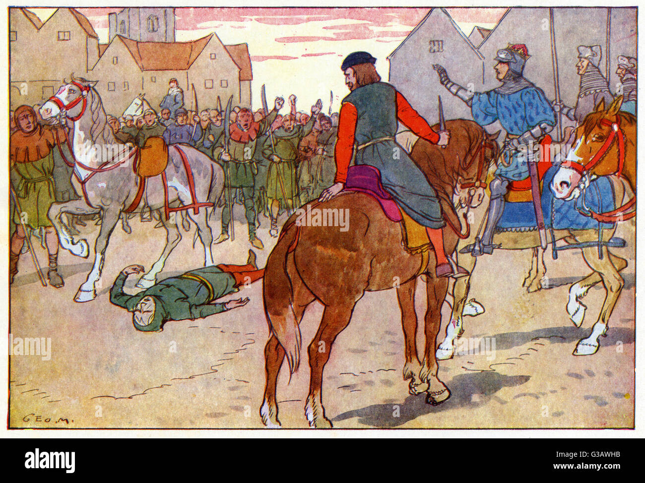 The death of Wat Tyler, the leader of the 1381 Peasants' Revolt in