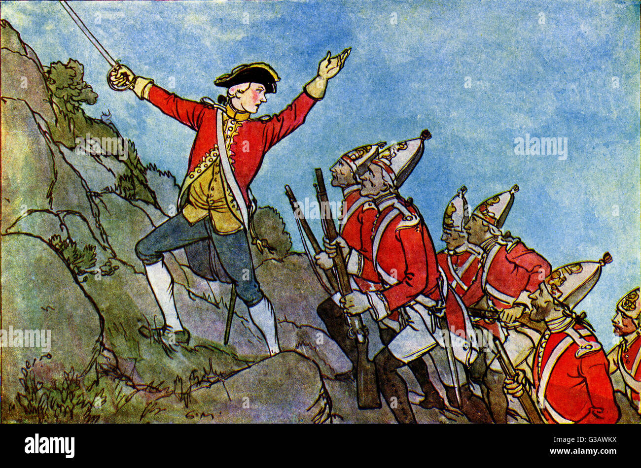 General James Wolfe leading the attack on Quebec Stock Photo Alamy