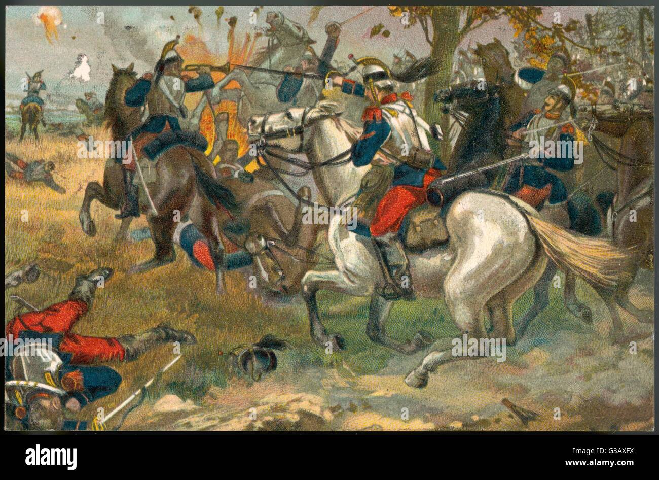 The decisive battle of SEDAN :  a cavalry engagement in the  course of the fighting, which  ends in defeat for the French  and leads to the abdication of  Napoleon III     Date: 1 September 1870 Stock Photo