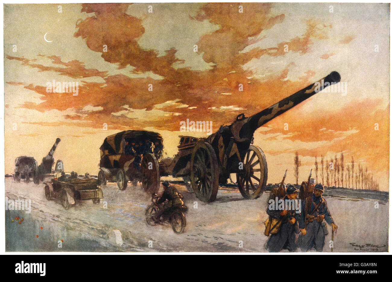 FRENCH ARTILLERY MOVING Stock Photo