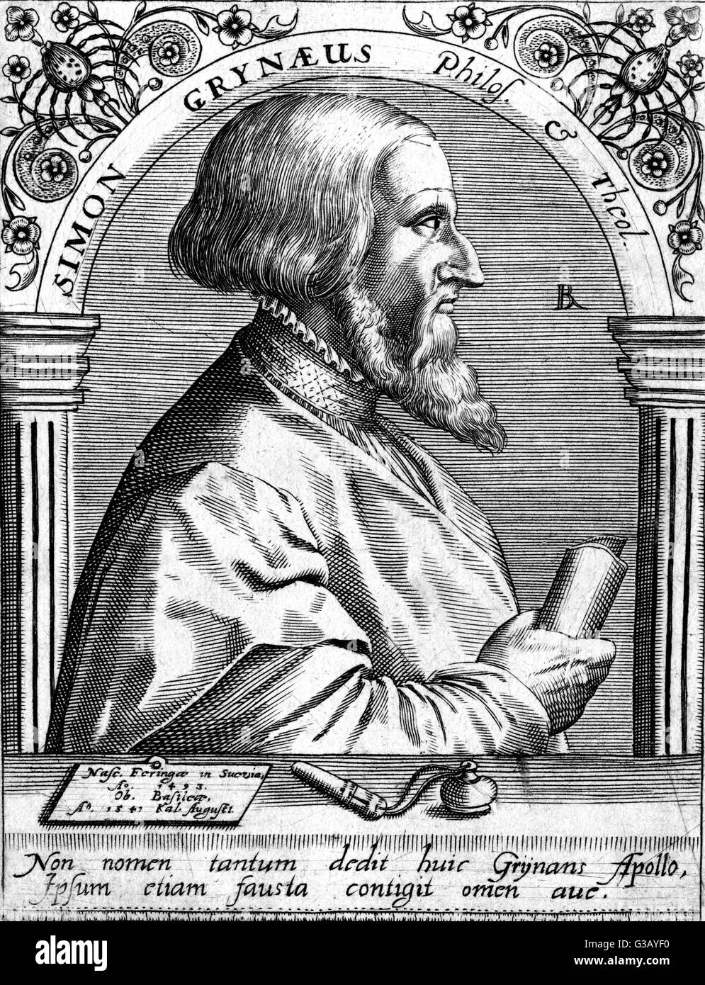 SIMON GRYNAEUS  German scholar        Date: 1493 - 1541 Stock Photo