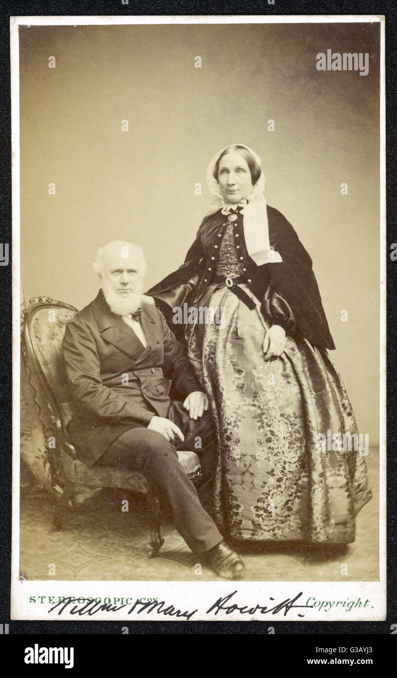 WILLIAM AND MARY HOWITT (Mary: nee BOTHAM)  Writers - husband and wife       Date: 1792 - 1879; 1799 - 1888 Stock Photo