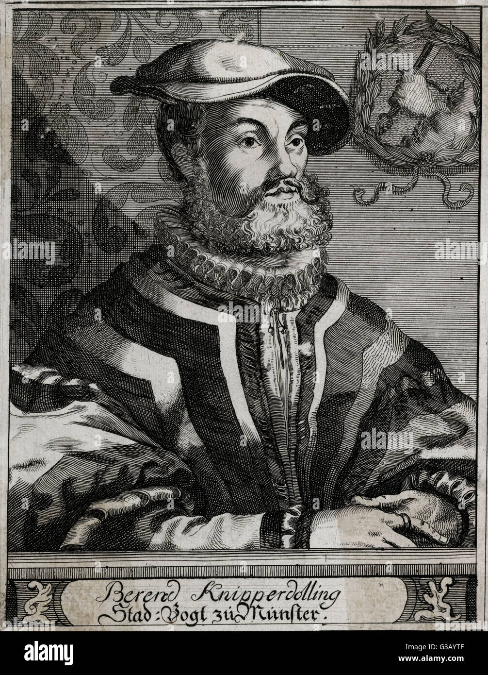 BERNHARD KNIPPERDOLLING Prosperous merchant of Munster  sided with the Anabaptists,  playing a principal part  during the siege and meeting a  grisly end like everyone else.     Date: ? - 1536 Stock Photo