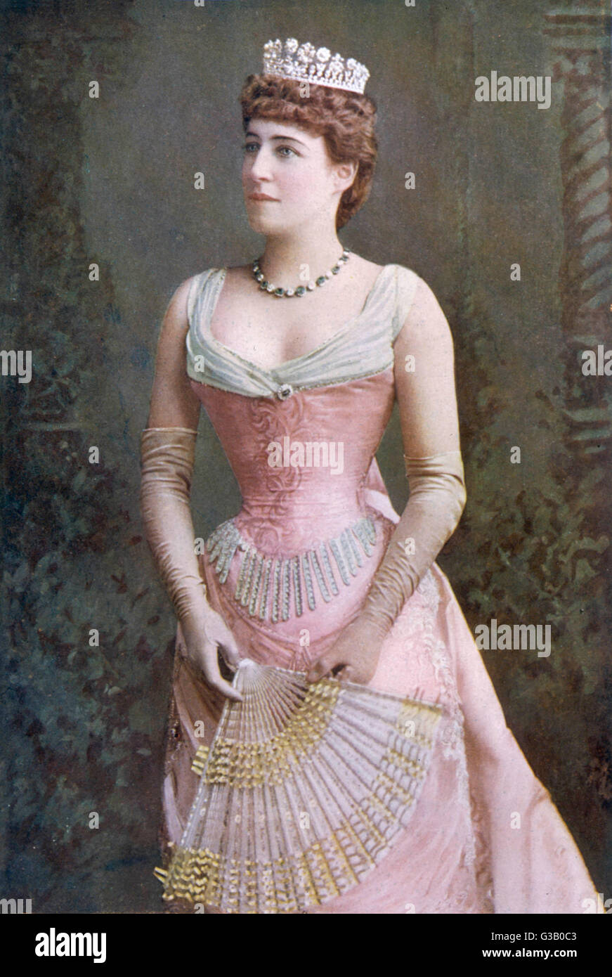 Lillie Langtry (1852 1929) English actress in a pink evening dress