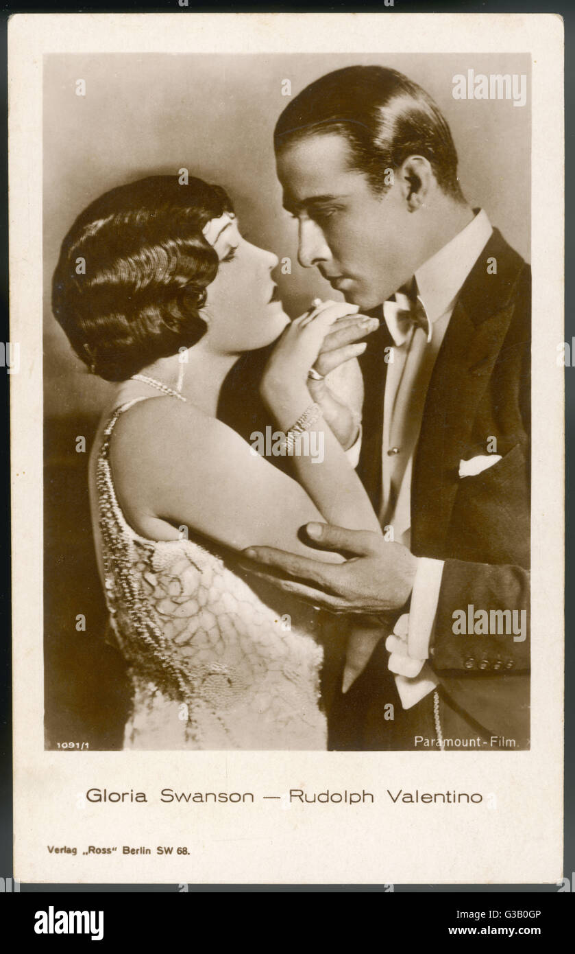Gloria Swanson - American film actress with Rudolph Valentin Stock Photo