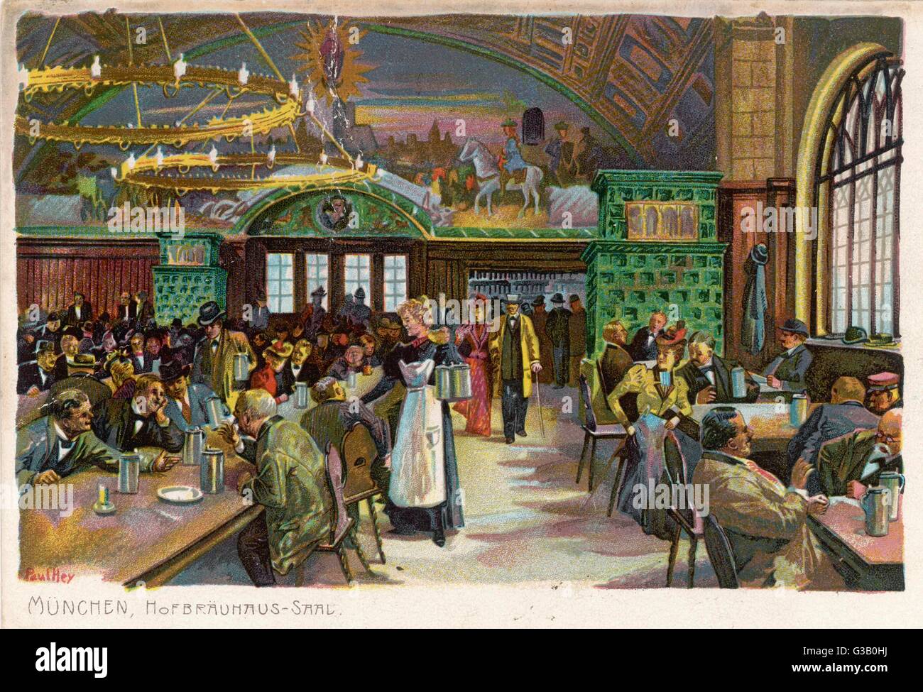 The Hofbrauhaus-Saal, Munchen          Date: circa 1905 Stock Photo