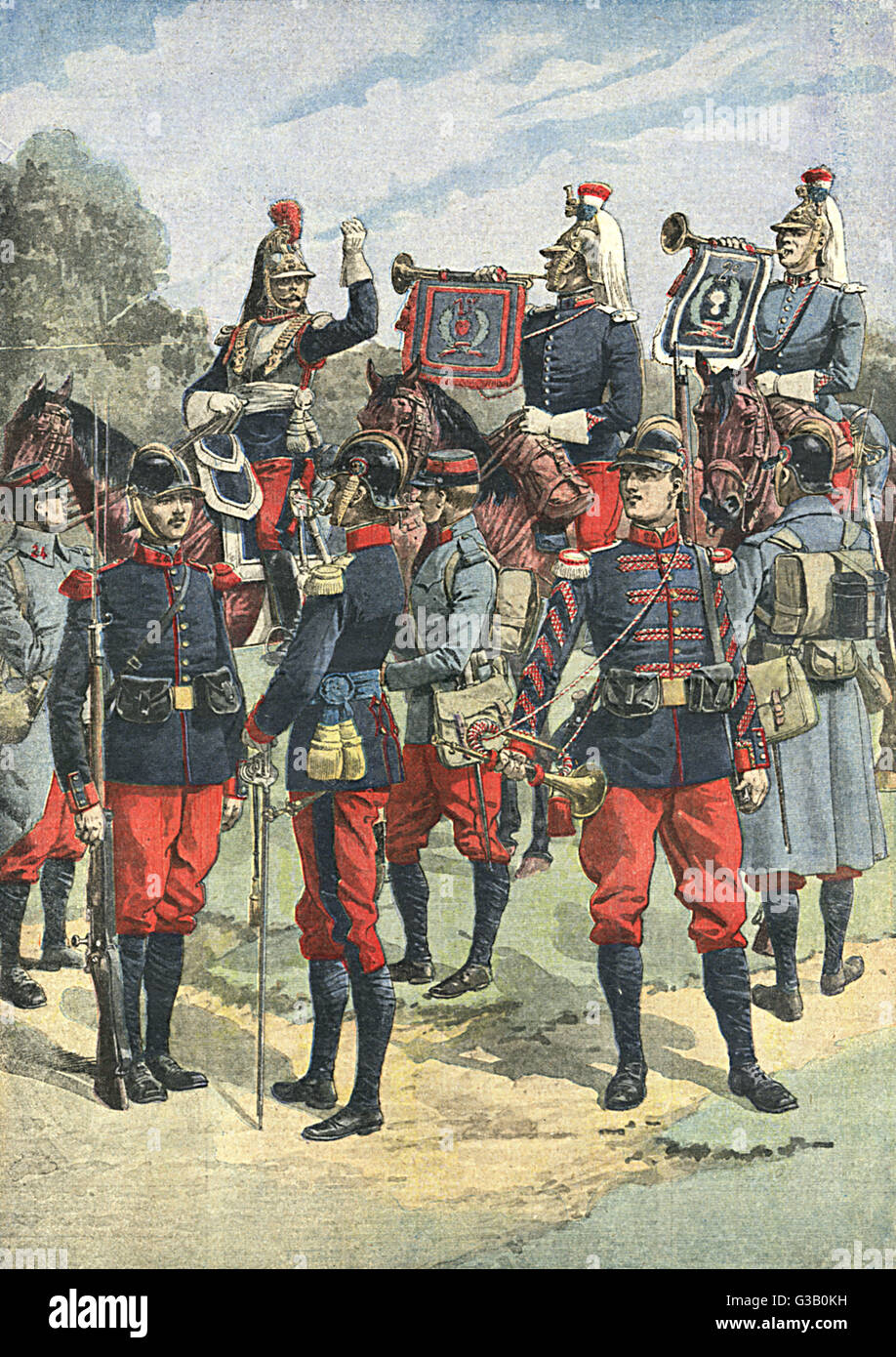 New uniforms for the French  Army, designed by Detaille and  Scott.        Date: 1912 Stock Photo