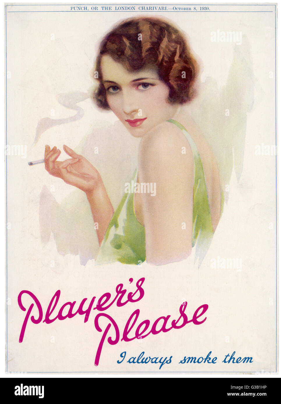 Player's Please -  I always smoke them        Date: 1930 Stock Photo