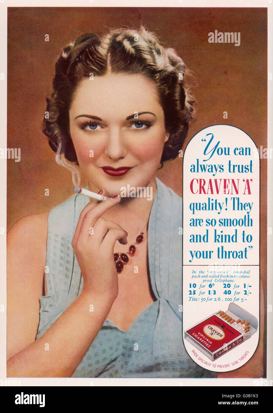 Craven A cigarettes -  you can always trust the quality        Date: 1937 Stock Photo