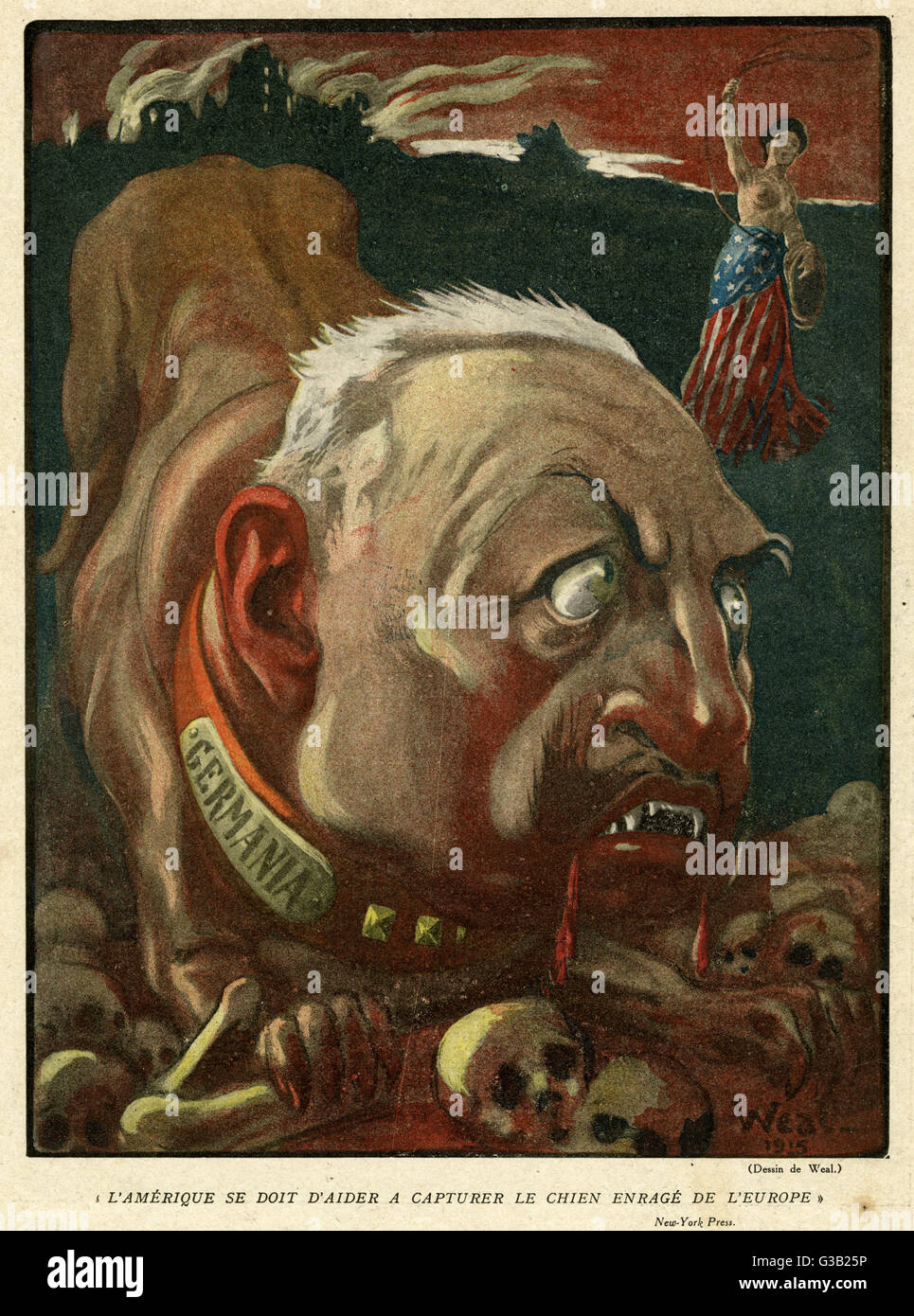 Cartoon, The Mad Dog of Europe, WW1 Stock Photo