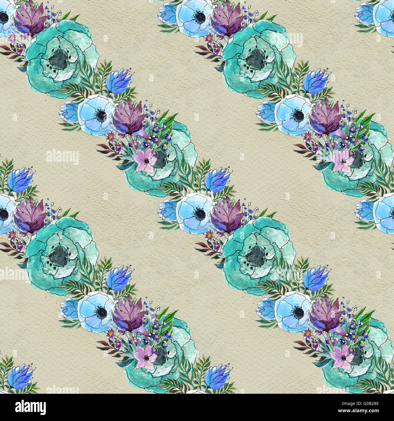 Seamless watercolor floral pattern Stock Photo - Alamy