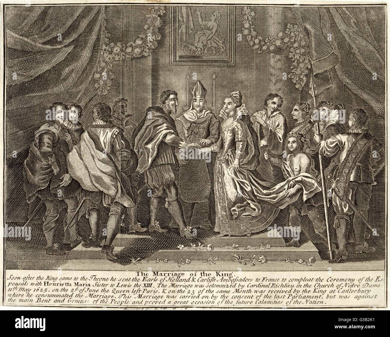 Charles I weds Henrietta Maria, sister of Louis XIII, in Notre Dame, Paris  : cardinal Richelieu does the honours (the British people disapprove of the  match) Date: 11 May 1625 Stock Photo - Alamy