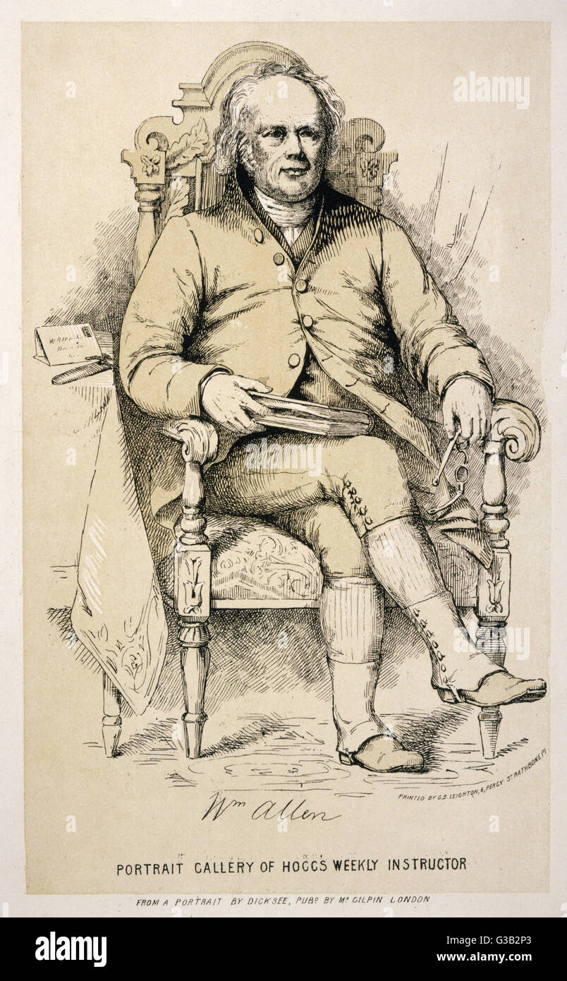 WILLIAM ALLEN  Scientist, quaker and  philanthropist       Date: 1770 - 1843 Stock Photo
