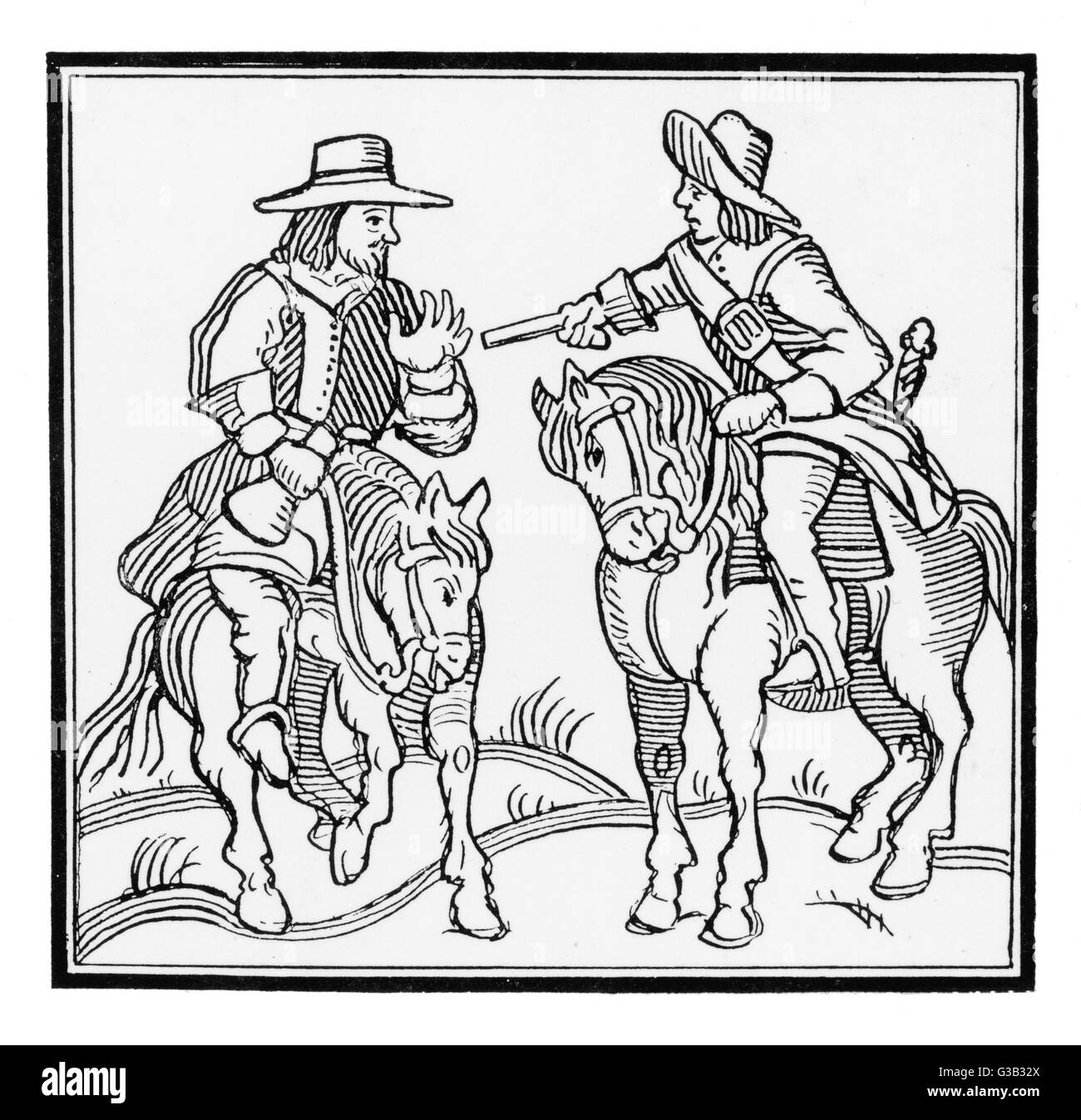 Born in Chipping Norton,  Captain James Hind became a  highwayman but insisted money  should be 'yielded in freedom  and good temper'.  He was  hanged at Newgate in 1652.      Date: 1618 - 1652 Stock Photo