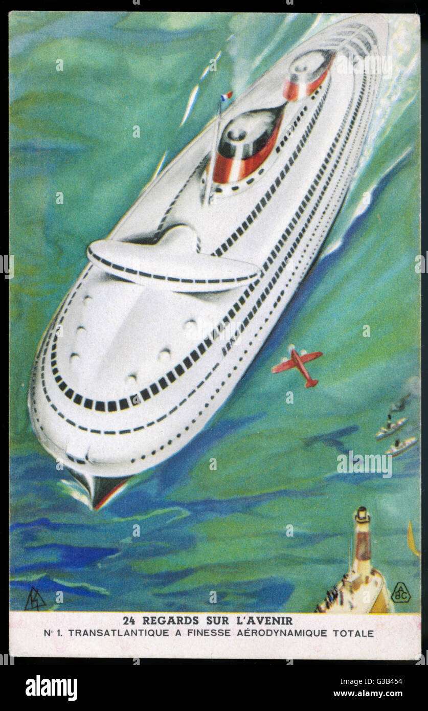 Transatlantic passenger liners will be aerodynamically shaped for