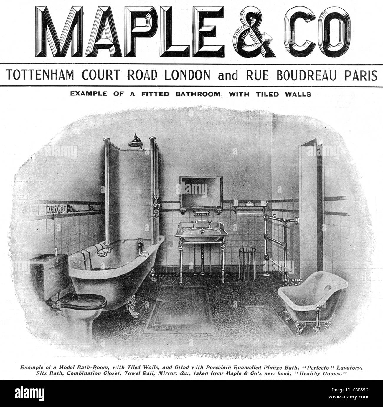 Advert for Maple & Co. bathroom suite 1903 Stock Photo