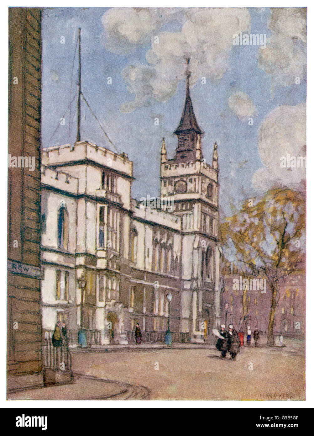 Inner Temple Hall, from the corner of Crown Office Row, London.         Date: 1916 Stock Photo