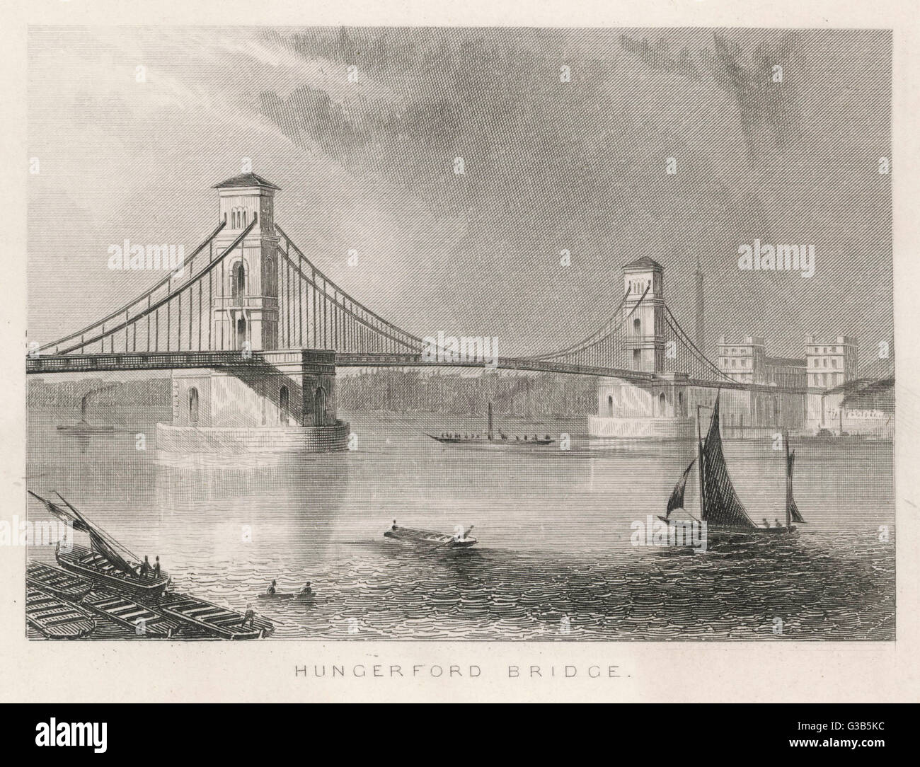 Hungerford Bridge - 1846 Stock Photo