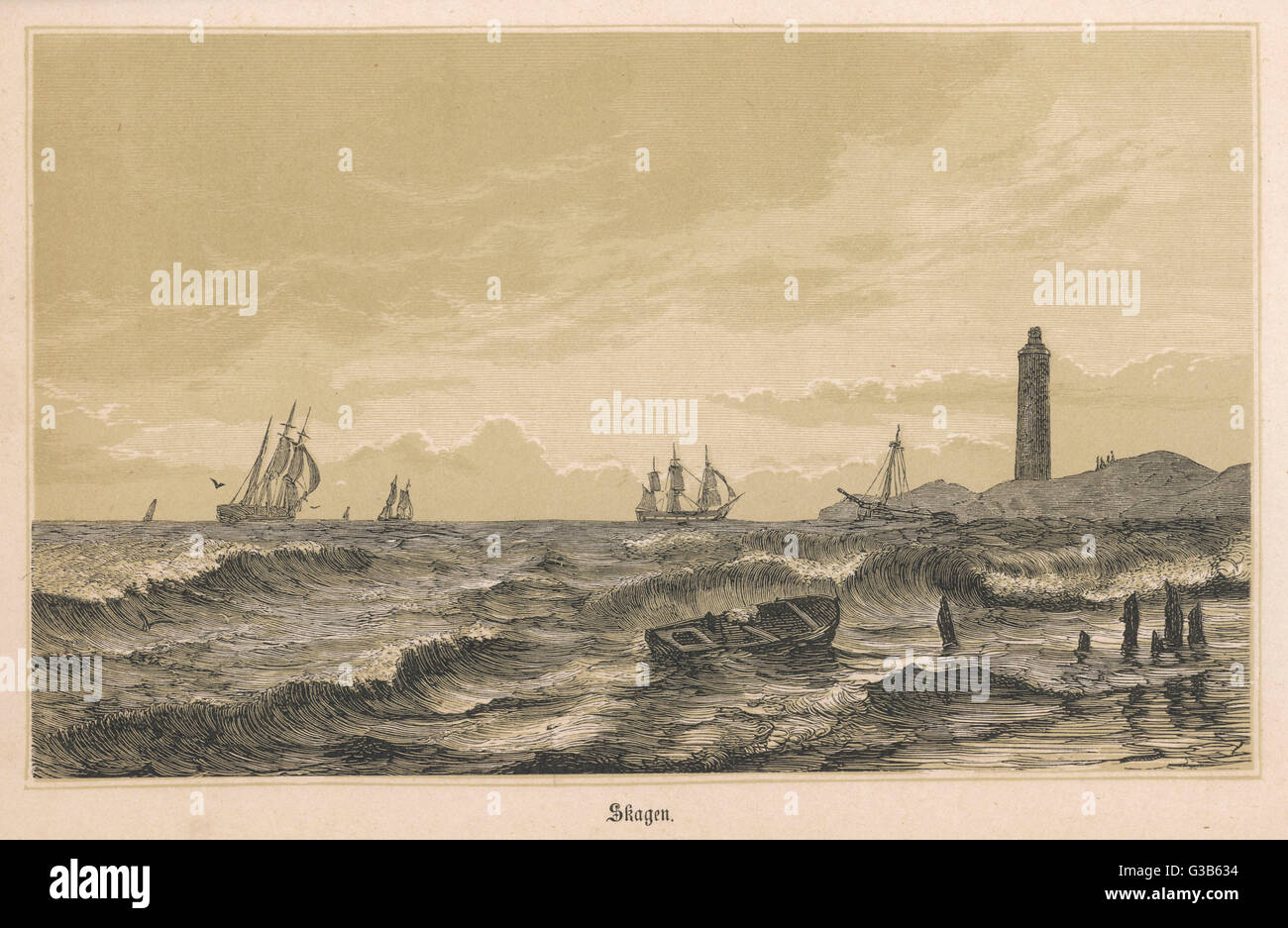 Skagen:  the northern tip of Denmark       Date: 1875 Stock Photo