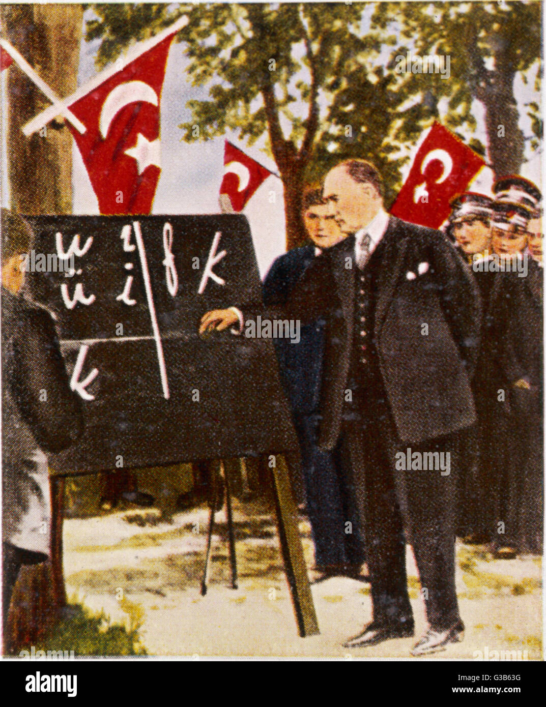 Turkey : dictator Kemal  Ataturk introduces  westernisation of the  Turkish language       Date: September 1929 Stock Photo