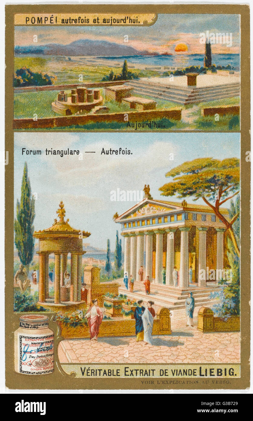Pompeii 'Yesterday and Today'  The Triangular Forum. Stock Photo