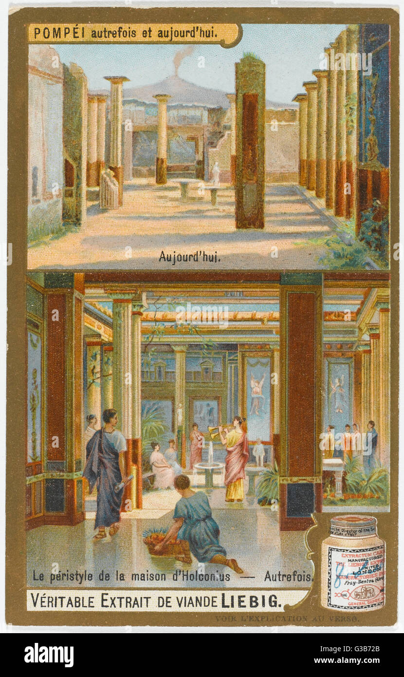 Pompeii 'Yesterday and Today'  The peristyle of the House of  Holconius. Stock Photo