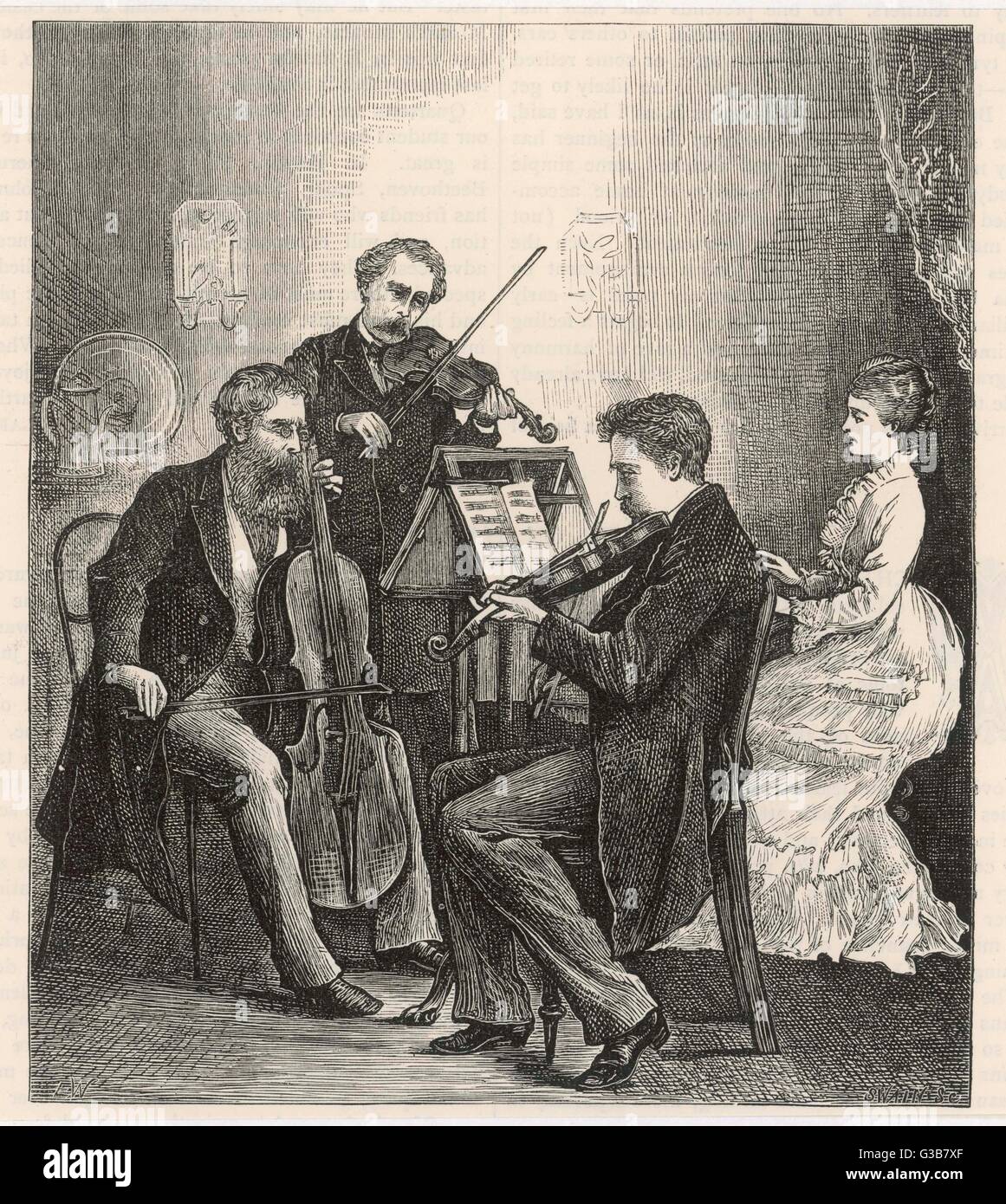 Piano Quartet - 1877 Stock Photo