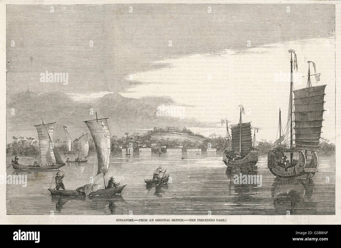 SINGAPORE/HARBOUR 1857 Stock Photo