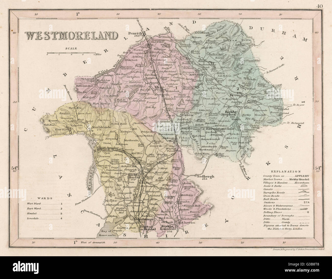 Map of Westmoreland Date circa 1857 Stock Photo Alamy