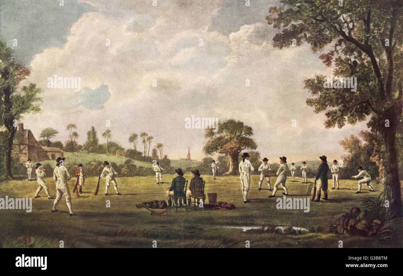 A Cricket Match At Hambledon Hampshire The Club Was Founded In Stock Photo Alamy