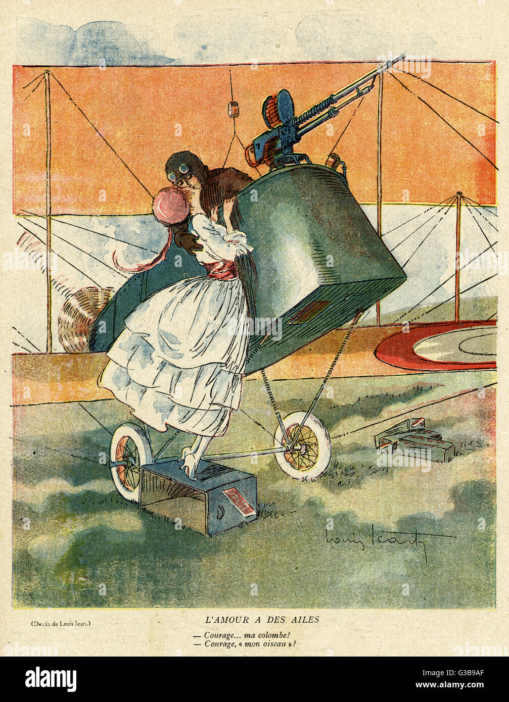WWI cartoon - Love has wings Stock Photo