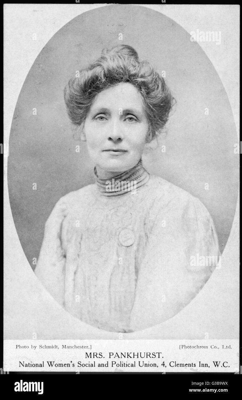Studio portrait of Emmeline  Pankhurst.        Date: circa 1908 Stock Photo