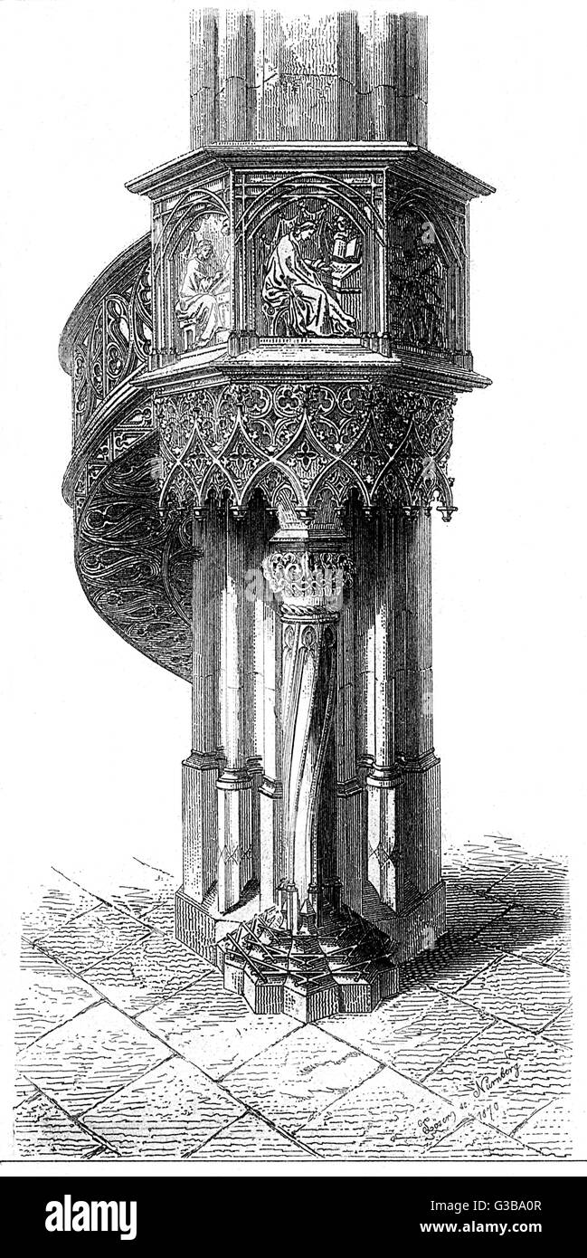 Pulpit at the Chapter Church,  Stuttgart.         Date: 1870 Stock Photo