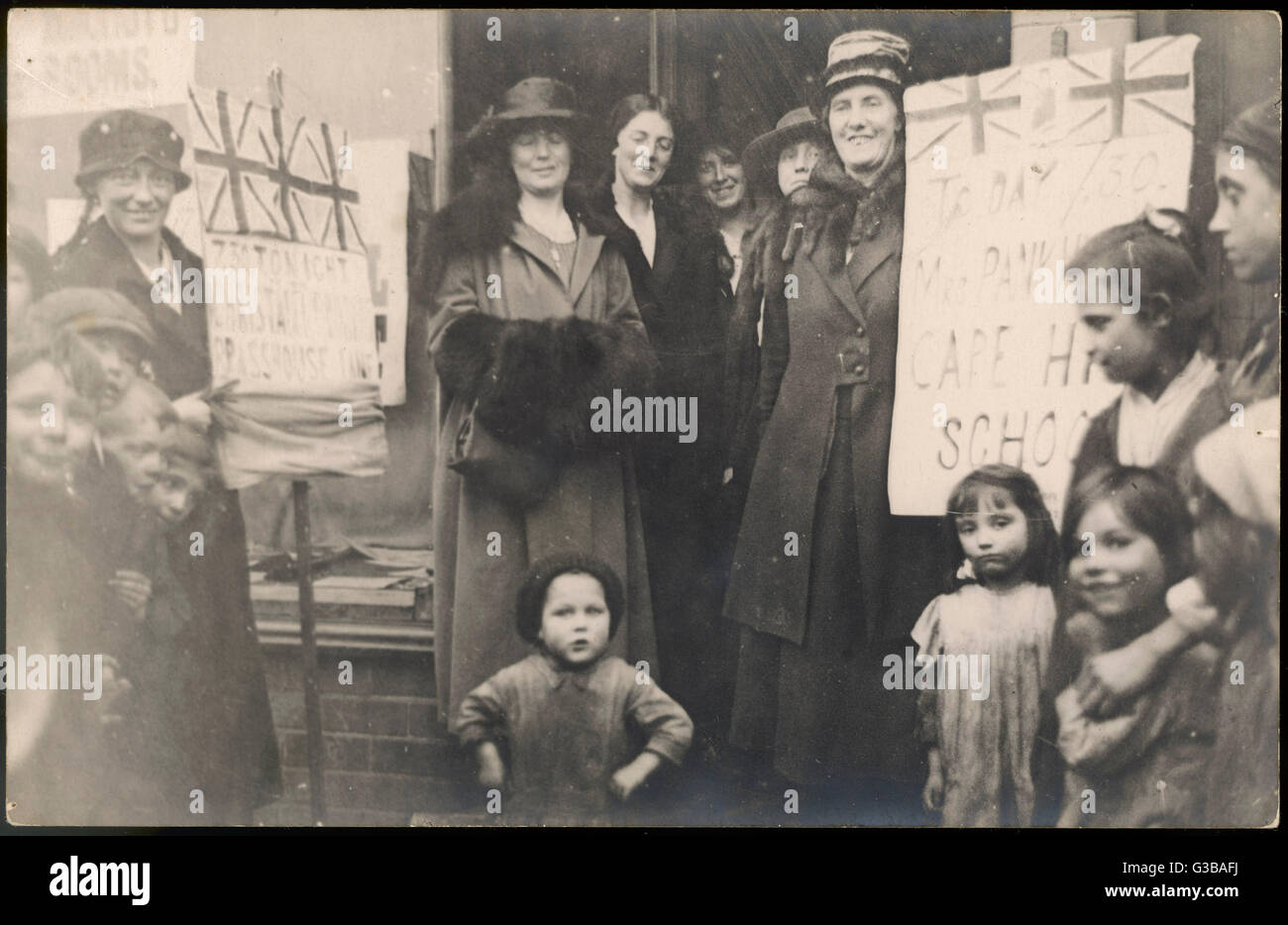 Christabel Pankhurst during her election campaign in Smethwick, after the Qualification of Women